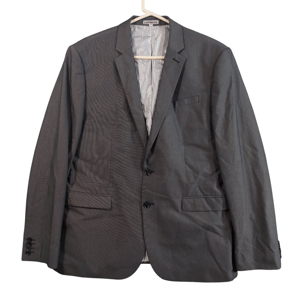 Express Photographer Blazer Mens 44 Regular Charcoal Grey Slim Fit Two Button
